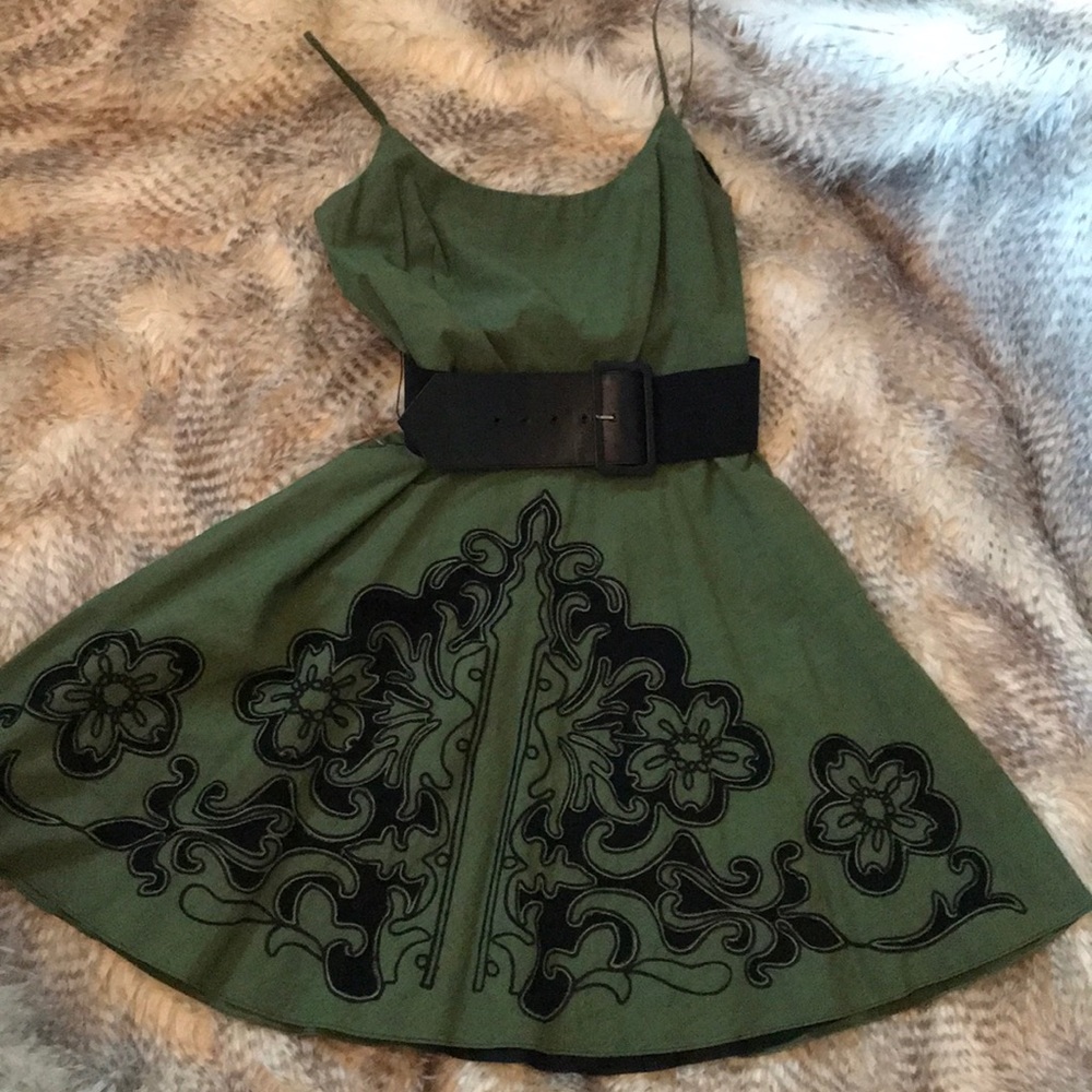 Green spaghetti strap Steve Madden dress